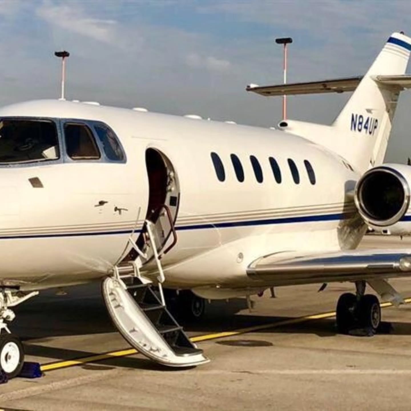 Private jet on the tarmac ready for a discreet arrival